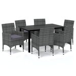 vidaXL Ensemble à manger de jardin coussins 7Pièces Résine tressée Gris