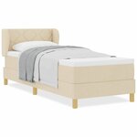 vidaXL Lit à Ressorts avec Matelas Crème 90x200 cm Tissu Crème