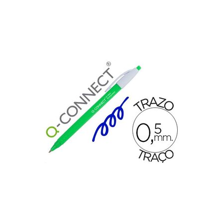 Stylo-bille biodegradable vert écriture moyene 0.5mm rétractable couleur bleu Q-CONNECT