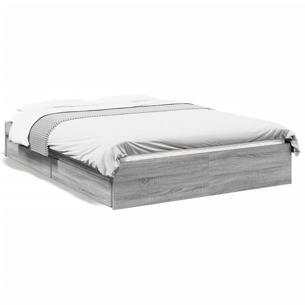 vidaXL Cadre de lit avec tiroirs sans matelas sonoma gris 120x200 cm