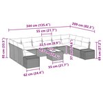 vidaXL Ensemble de canapé de jardin 11 Pièces Marron polyrotin