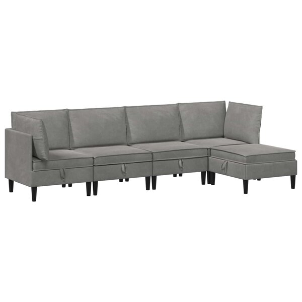 vidaXL Ensemble de meubles pour le salon 5 Pièces Gris clair Velours