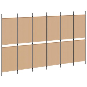 vidaXL Paravent à 6 panneaux Beige 300 x 180 cm Tissu