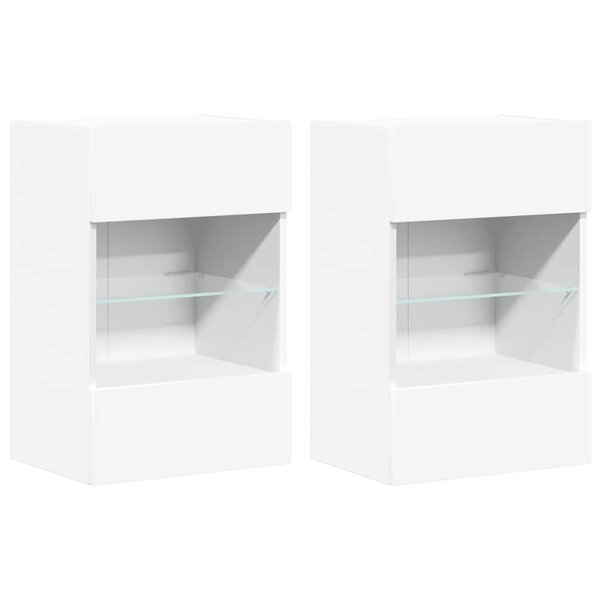 vidaXL Meubles muraux avec lumières LED pour TV 2 Pièces blanc 40x30x60 5 cm