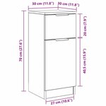 vidaXL Buffet noir chêne 30x30x70 cm MDF