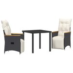 vidaXL Ensemble de salle à manger pour jardin 3 Pièces Noir Poly rotin