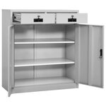 Armoire de bureau design durable avec 2 étagères réglables 90 x 40 x 102 cm en acier gris clair 02_0046908