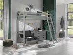 Lit Mezzanine Enfant Pino + Commode 4 tiroirs + Fauteuil convertible en lit