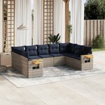 vidaXL Salon de jardin 9 Pièces avec coussins gris résine tressée