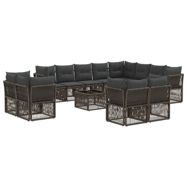 vidaXL Ensemble de canapé de jardin 13 pc Gris polyrotin