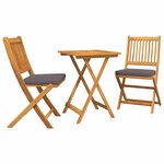 vidaXL Ensemble bistro de jardin 3 pc Marron Bois d'Acacia Massif