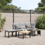 vidaXL Ensemble de banc de jardin avec coussins 4 Pièces noir