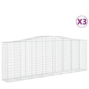 vidaXL Paniers à gabions arqués 3 Pièces 400x50x140/160 cm Fer galvanisé