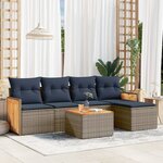 vidaXL Salon de jardin 6 Pièces avec coussins gris résine tressée