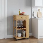 vidaXL Chariot de Cuisine avec Roues Naturel 47 5 x 36 x 83 cm Bambou