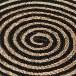 Vidaxl tapis fait à la main jute avec design de spirale noir 90 cm