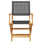 vidaXL Chaises de jardin pliantes lot de 6 noir poly rotin bois massif