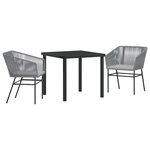 vidaXL Ensemble de salle à manger pour jardin 3 Pièces Gris Poly rotin