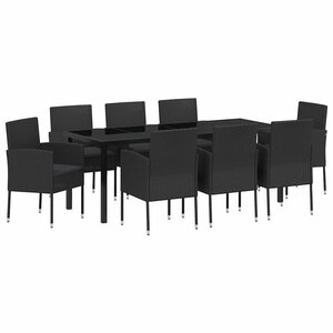 vidaXL Ensemble de salle à manger pour jardin 9 Pièces Noir polyrotin