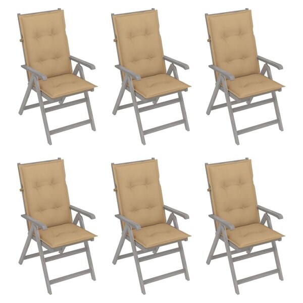 vidaXL Chaises inclinables de jardin 6 Pièces avec coussins Bois d'acacia