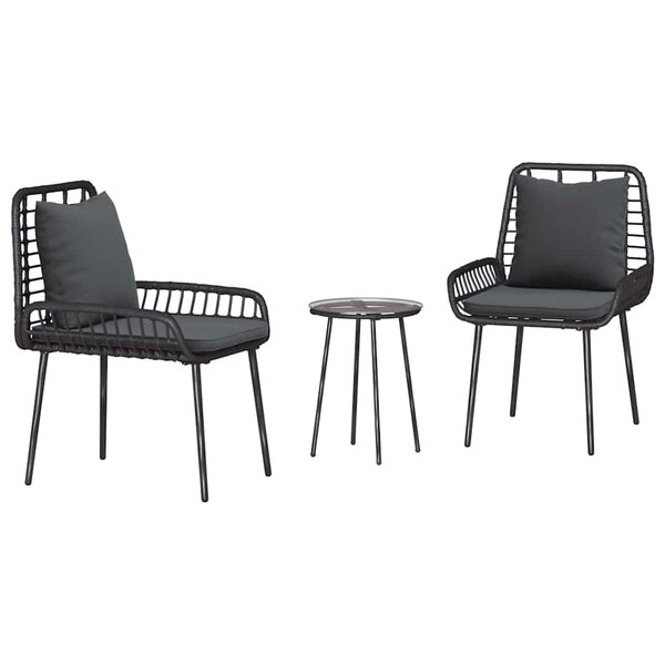 vidaXL Ensemble de salle à manger pour jardin 3 Pièces Noir  Anthracite