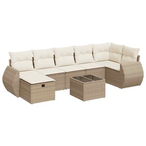 vidaXL Salon de jardin avec coussins 8 Pièces beige résine tressée