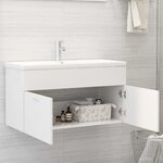 vidaXL Armoire d'évier avec lavabo intégré Blanc Aggloméré