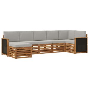 vidaXL Ensemble de canapé d'angle 6 Pièces Naturel et gris clair