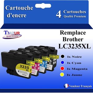 T3AZUR Lot de 4 Cartouches compatibles avec Brother LC3235 XL pour Brother DCP-J1100DW MFC-J1300DW
