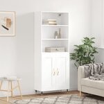 vidaXL Buffet haut Blanc 69 5x34x180 cm Bois d'ingénierie