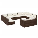 vidaXL Salon de jardin 11 Pièces avec coussins Marron Résine tressée