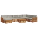 vidaXL Ensemble de canapés d'extérieur 9 pc Gris Naturel et Clair