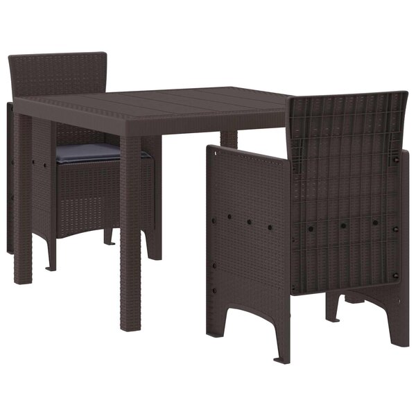 vidaXL Ensemble de salle à manger pour jardin 3 pc Marron