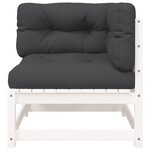 vidaXL Canapé de jardin et coussins 2 places blanc bois de pin massif