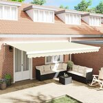 vidaXL Auvent Rétractable Crème 500 ×300 cm Tissu et Métal