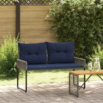 vidaXL Banc extérieur avec coussin Gris et Marine 118 x 55 x 82 cm