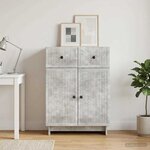 vidaXL Buffet Gris béton 66 x 34 5 x 90 cm Bois d'ingénierie
