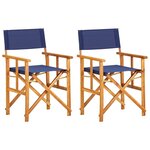 vidaXL Chaises de metteur en scène lot de 2 Bois massif d'acacia bleu