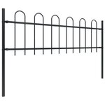 vidaXL Clôture de jardin avec dessus en cerceau Acier 3 4 x 0 6 m Noir