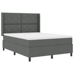 vidaXL Lit à ressorts avec matelas et LED gris foncé 160 x 200 cm  en tissu.