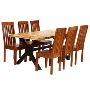 vidaXL Ensemble de tables à manger 7 Pièces Manguier et acacia massif