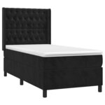 vidaXL Sommier à lattes de lit et matelas Noir 80x200 cm Velours