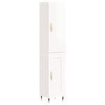 vidaXL Buffet haut Blanc brillant 34 5x34x180 cm Bois d'ingénierie