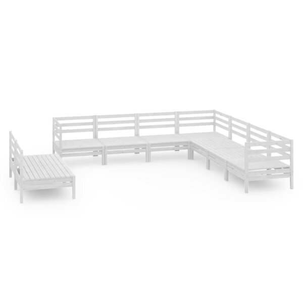 vidaXL Salon de jardin 9 Pièces Bois de pin massif Blanc