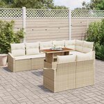 vidaXL Ensemble de canapé de jardin 9 Pièces Beige Poly rotin