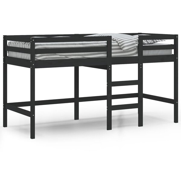 vidaXL Lit mezzanine d'enfants sans matelas avec échelle noir 90x190cm