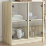 vidaXL Armoire latérale avec portes en verre chêne sonoma 68x37x75 5cm