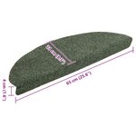vidaXL Tapis d'escalier auto-adhésifs 15 pièces 65 x 21 x 4 cm Vert Demi-rond Grand