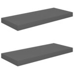 vidaXL Étagère murale flottante 2 Pièces Gris brillant 60x23 5x3 8 cm MDF