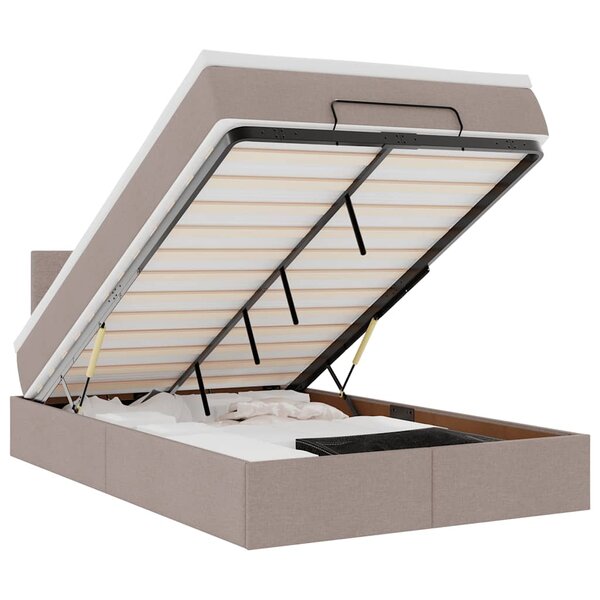 vidaXL Cadre de lit ottoman avec matelas taupe 120x200 cm tissu